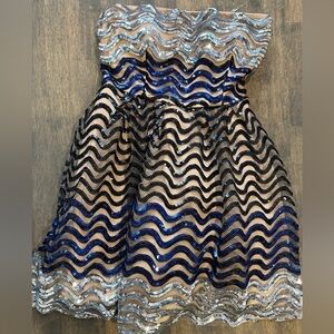 Goddiva Embellished Sequin Strapples Mini Dress